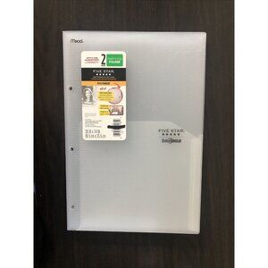 NWT Five Star DuraShield Antimicrobial Partition Folder Clear With 2 Pockets